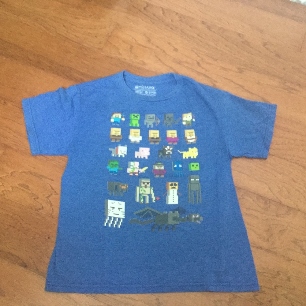 Mojang Kid's Blue Minecraft Mob Character T-Shirt Size L (10/12) Video Game